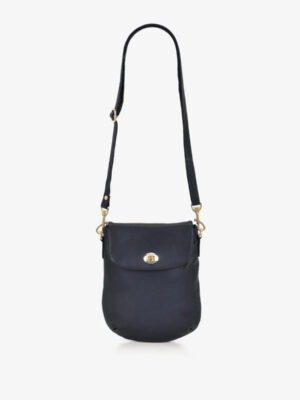 GABEE Janie Turn Lock Leather Crossbody Bag - Large - Navy