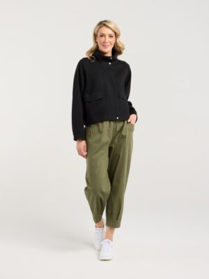 Amaya Zip Front Crop Jacket - Black