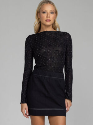 Gigi Top - Black Lace with Silver Diamantés