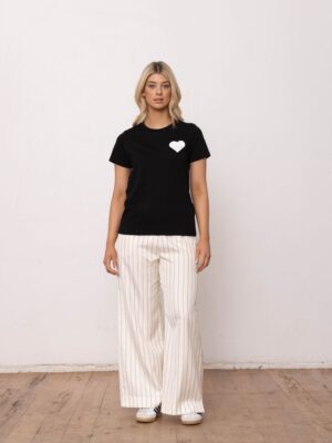 Dressed Heart T-Shirt - Black/White Print