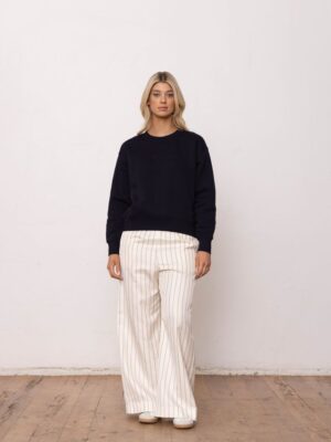 Dressed Script Sweatshirt - French Navy/Tonal Print