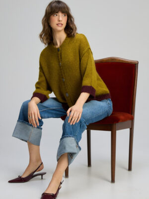 Kid Mohair Cardi - Chartreuse