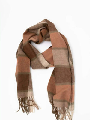 Eliza 100% Wool Scarf – Teracotta and Khaki