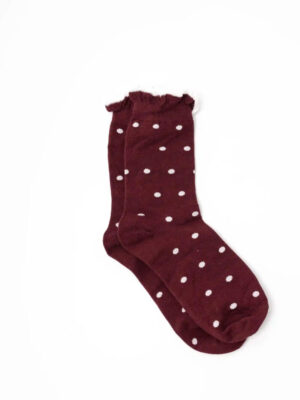 Polka Socks – Merlot with White Polka Dots