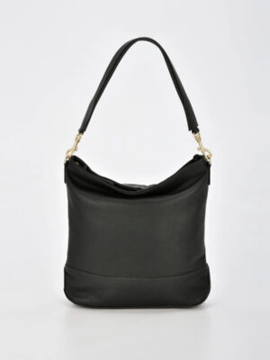 Cecilia Leather Bucket Shoulder Bag - Black