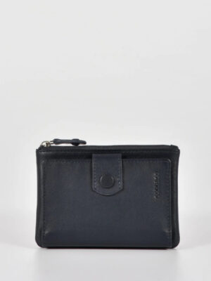 Collins RFID Safe Compact Leather Wallet - Navy