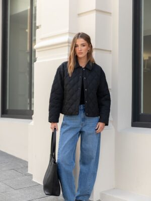 Absolute Collared Quilted Jacket - Black