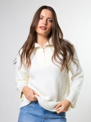 Cory Zip Knit - Ivory