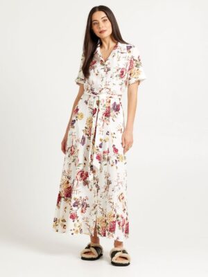 Godet Shirt Dress - Vintage Floral