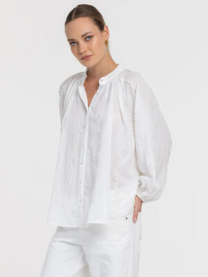 Greta Blouse - White Textured