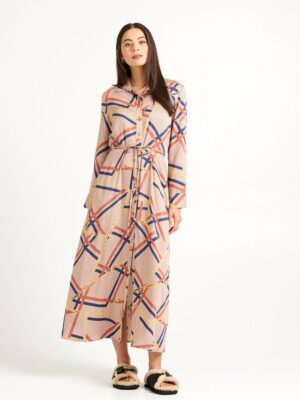 Nicola Dress L/S - Herringbone Print