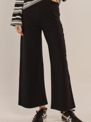 Wynn Wide Leg Ponte Pant - Black