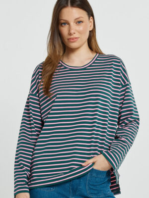 Vienna Tee - Green/Pink/White Stripe