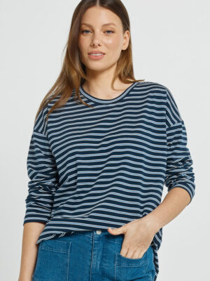 Vienna Tee - Navy/White/Blue Stripe