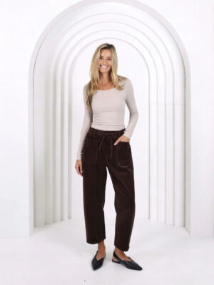 Leo Barrel Jeans Corduroy - Chocolate