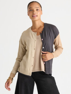 Colour Block Cardi - Natural