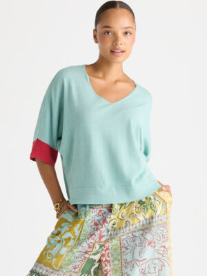 Contrast Cuff Top - Iced