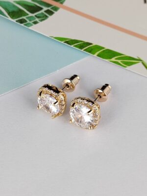 Halo Sparkle Stud Earrings - Gold
