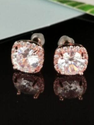 Halo Sparkle Stud Earrings - Rose Gold