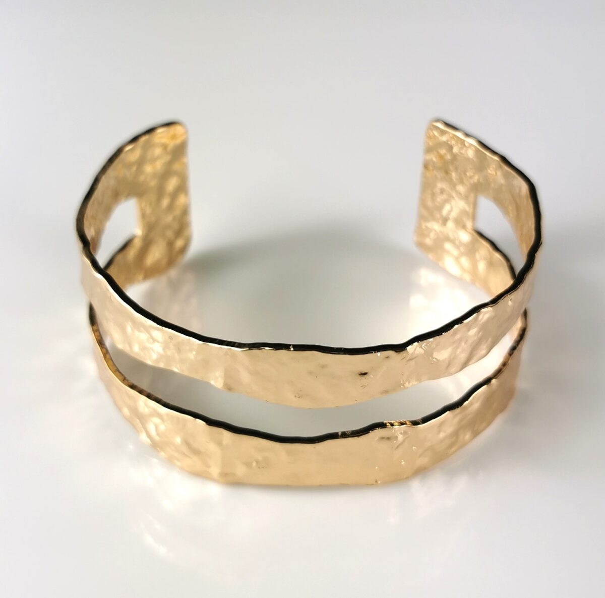 Haylea Hammered Cuff Bangle - Gold - Image 2