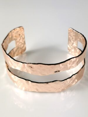Haylea Hammered Cuff Bangle - Rose Gold