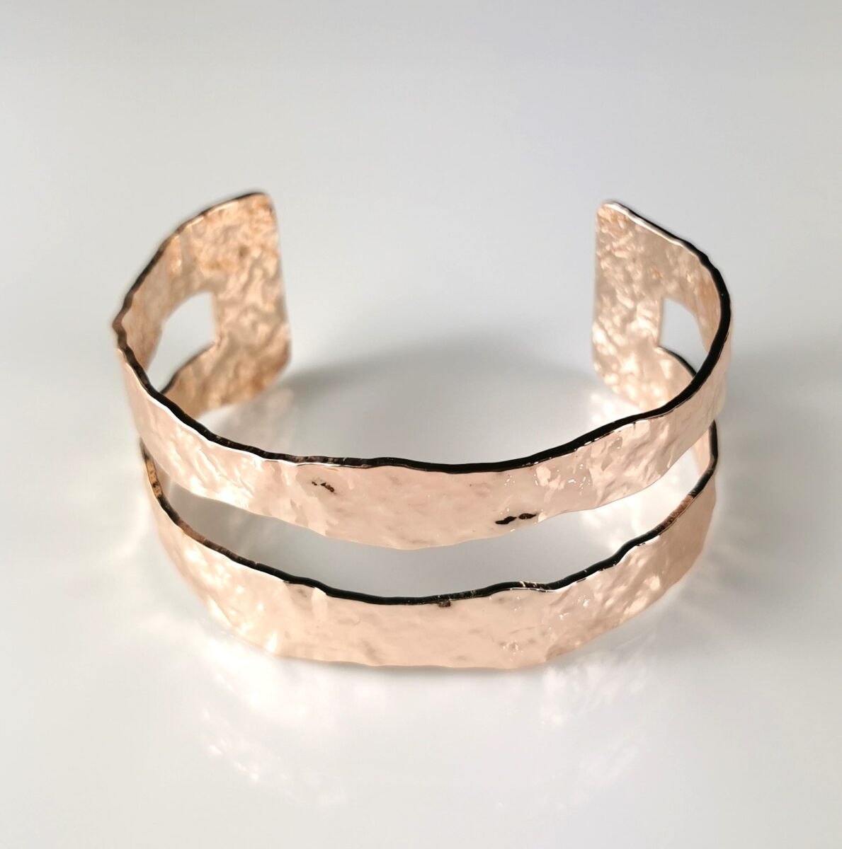 Haylea Hammered Cuff Bangle - Rose Gold