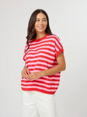 Gwen Tee - Pink/Red Stripe