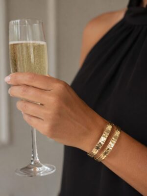Haylea Hammered Cuff Bangle - Gold