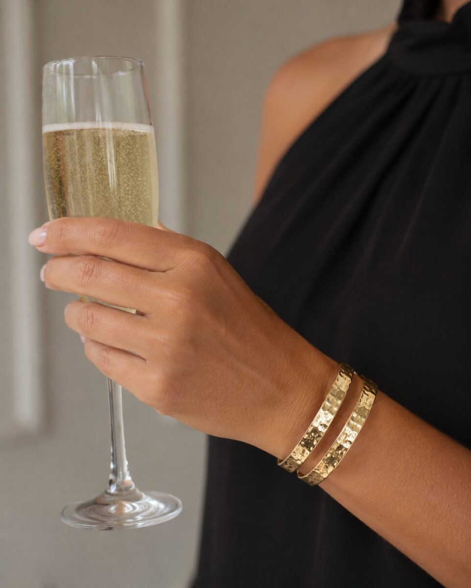 Haylea Hammered Cuff Bangle - Gold