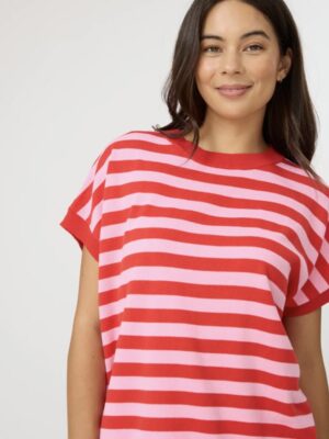 Gwen Tee - Pink/Red Stripe