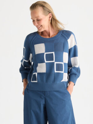 Patch Pointelle Top - Sea
