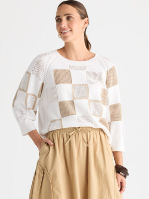 Patch Pointelle Top - White