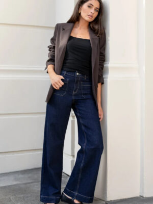Zoey High Rise Wide Leg Pocket Jean - Indigo