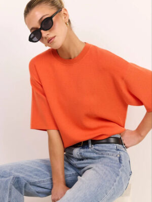Intrepid Relaxed Knit Tee - Blood Orange