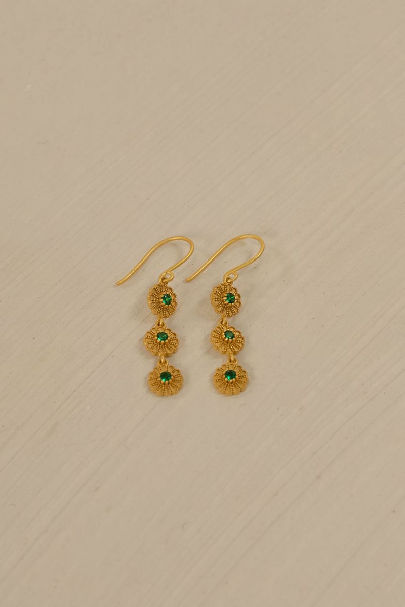 Bellis Earrings - Gold/Green