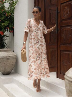 Bohemian Rose Midi Dress - Bohemian Print