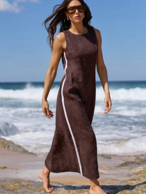 Future Linen Sleeveless Midi Dress - Dark Chocolate