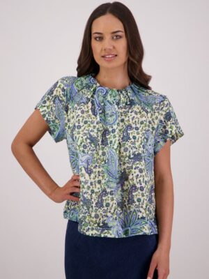 Pia Top - Blue Paisley