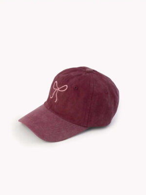 Bow Cotton Cap - Cranberry