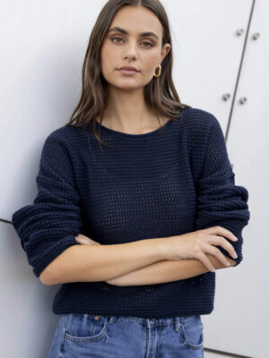 Dawn Crochet Knit Jumper - Ink