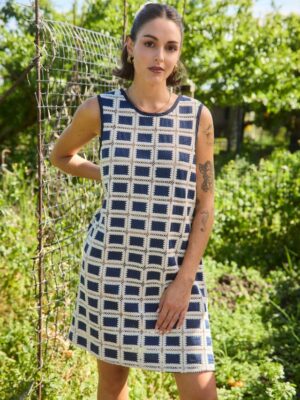 Florin Dress - Navy Grid