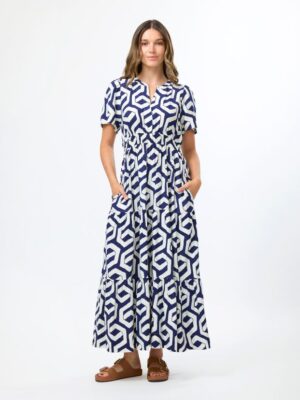 Vittoria Dress - Indigo Geo
